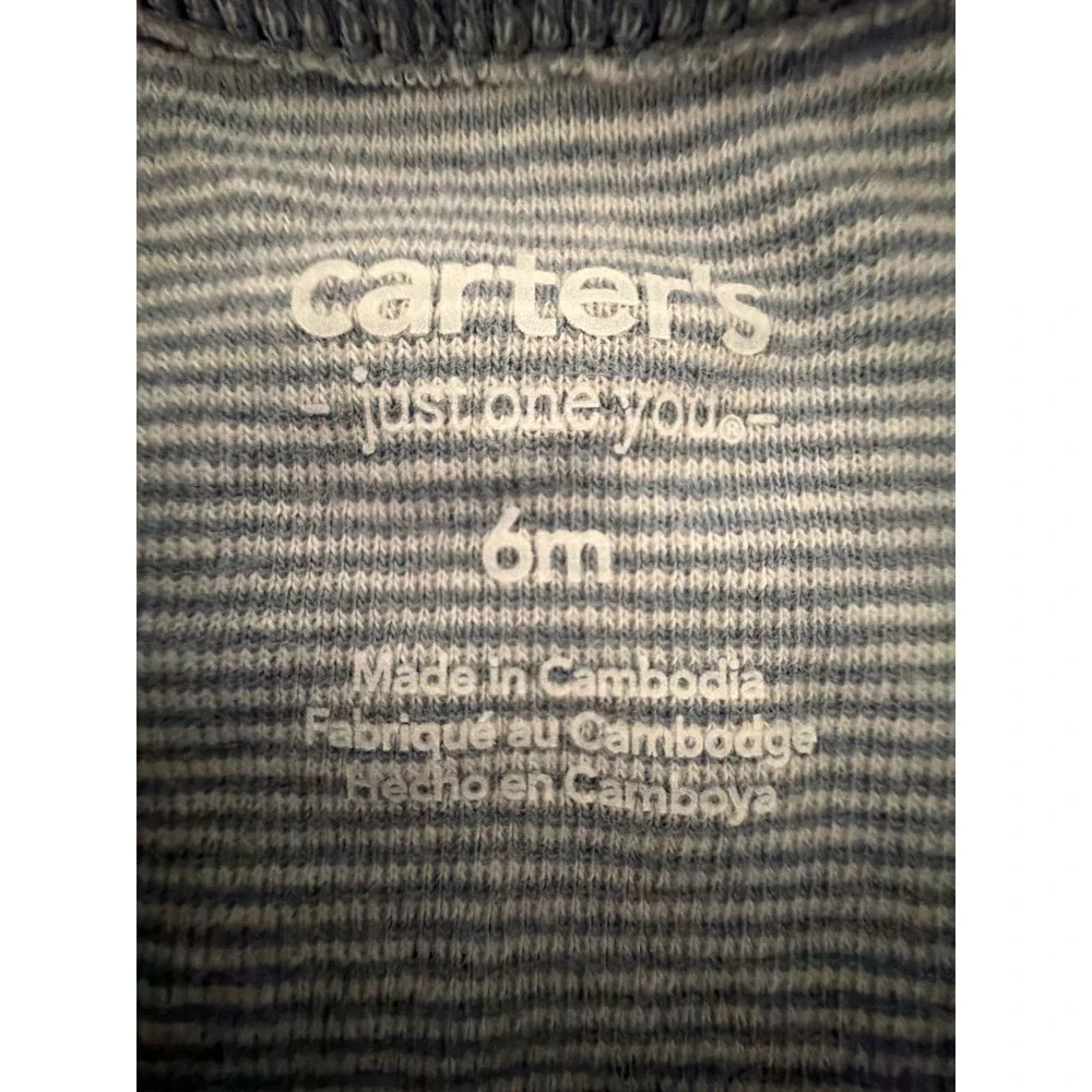 Carters Bodysuits Baby Girl 6Mo Blue Pink Excellent Lot of 3 Floral Striped L/S